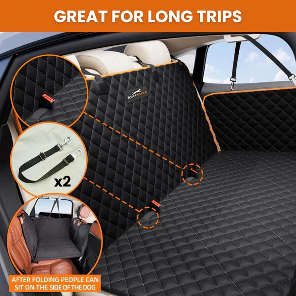 6-In-1 Dog Car Seat Cover for Back Seat, Waterproof Dog Car Hammock with Mesh Window, Non-Slip Pet Backseat Protector for Cars, Trucks and Suvs