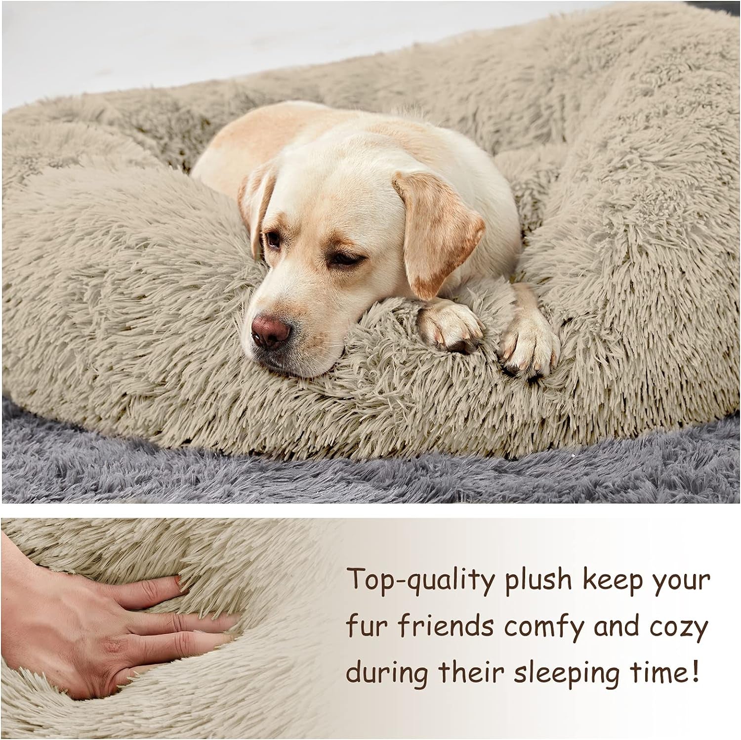 Washable Dog round Bed Large Dogs, Donut Dog Bed Medium Dog, Comfy Dog Calming Cuddler Bed