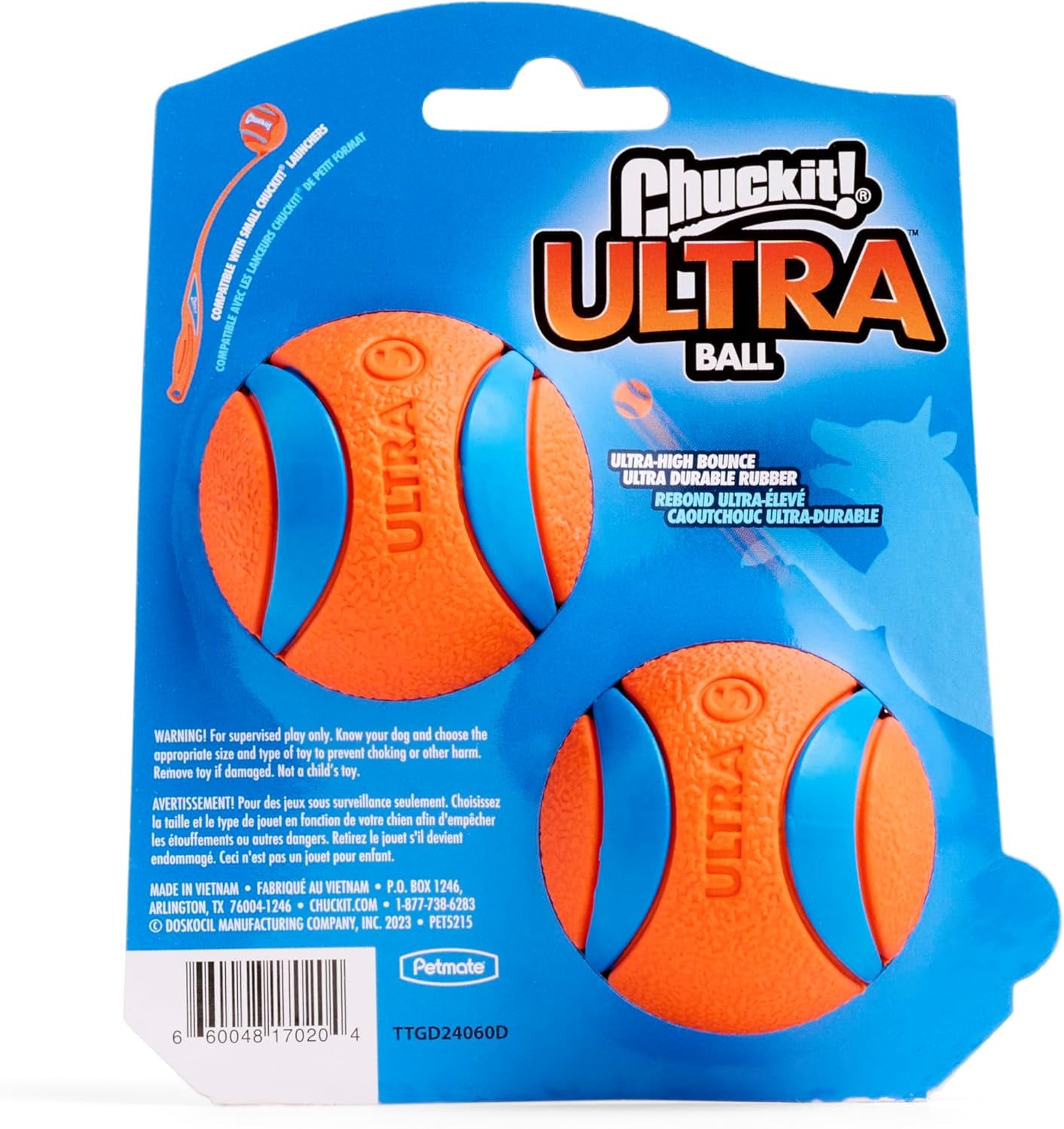 Ultra Ball Dog Toy, Balls for Dogs to Fetch, Durable Rubber, Small 2-Inch, Pack of 2