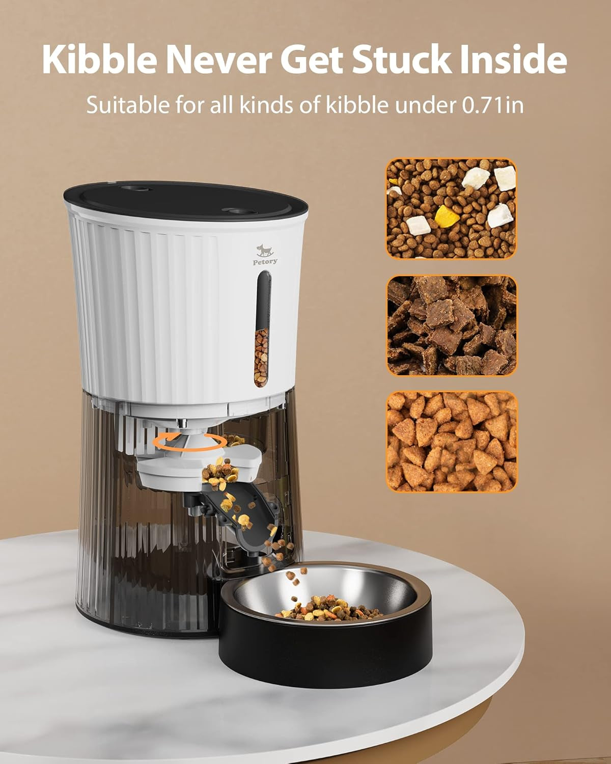 Timed Automatic Cat Feeders - 4L Programable Dry Food Dispenser for Cats and Small Medium Dogs 6 Meals with Desiccant Bag Dual Power Supply 10S Voice Recorder