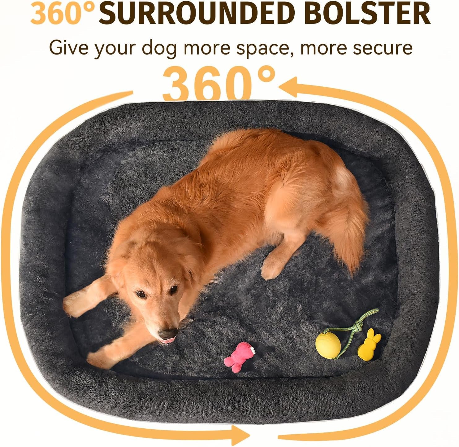 Orthopedic Waterproof Large Dog Bed: Washable Dog Bed with Bolsters - Removable Orthopedic for Medium L XL Large Sized - Non-Slip