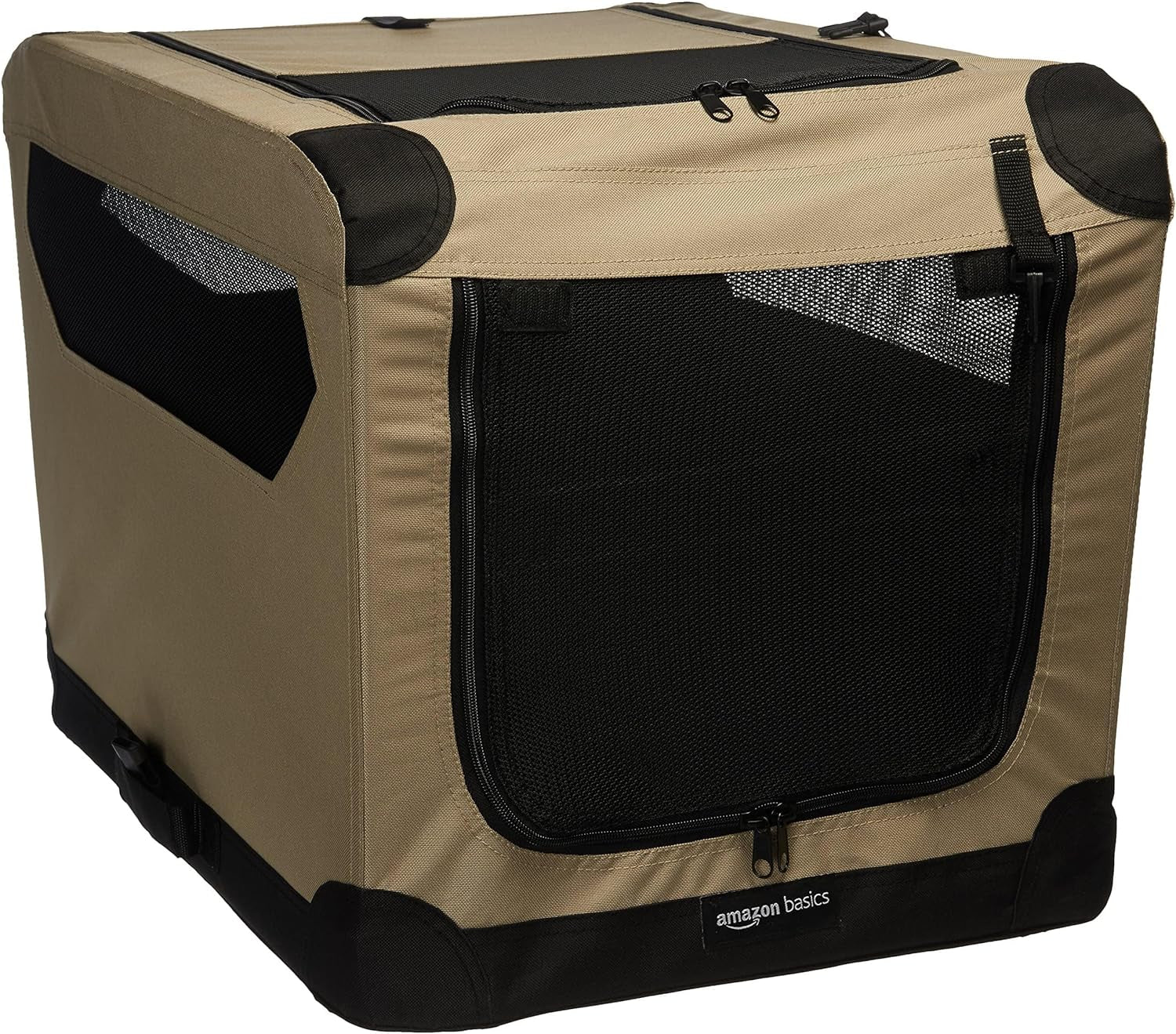 - 2 Door Foldable and Portable Travel Pet Kennel for Cat, Dog, Rabbit, 36 Inch, Tan, S 26" X 18" X 18"