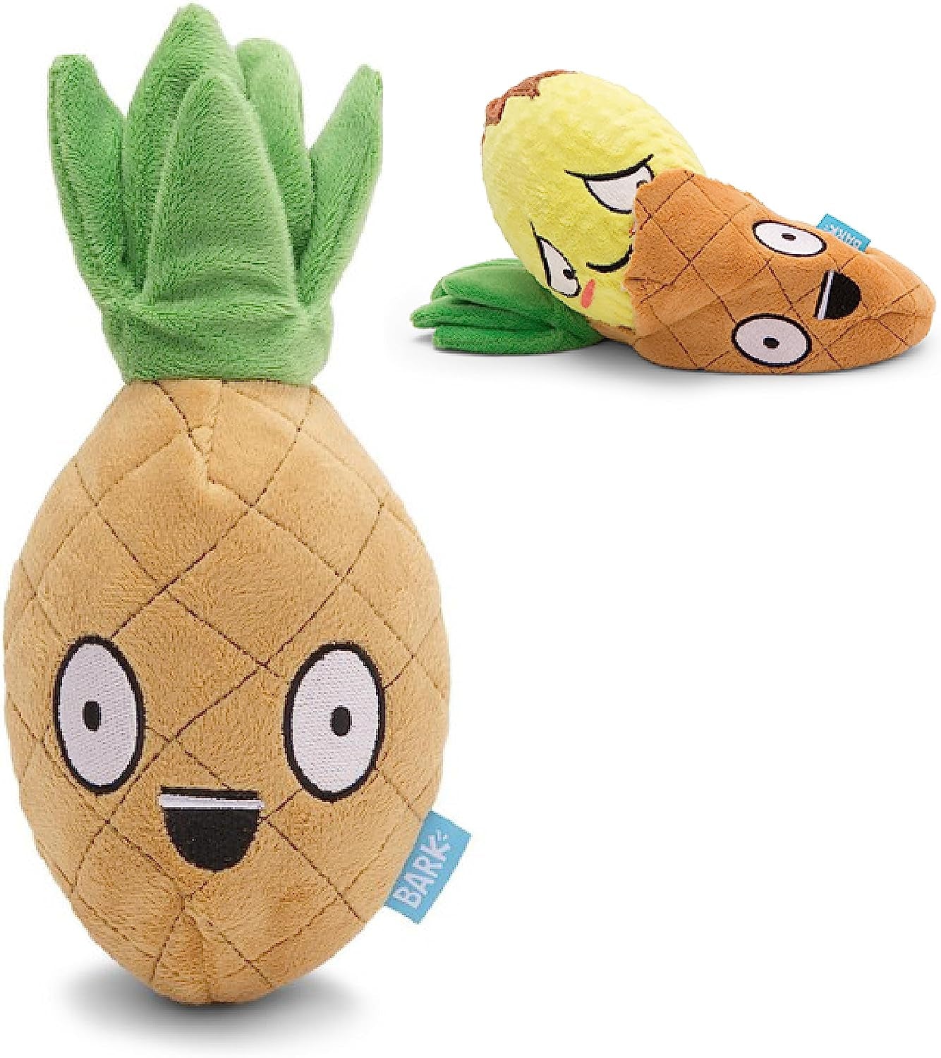 Dog Toy 2 in 1 Interactive, Plush Exterior with Squeaker & Crinkle Material, Tearable Dog Toy with Squeaky Spikey Ball Inside, Ideal for Toy Destroyers - Penny the Pineapple, Large