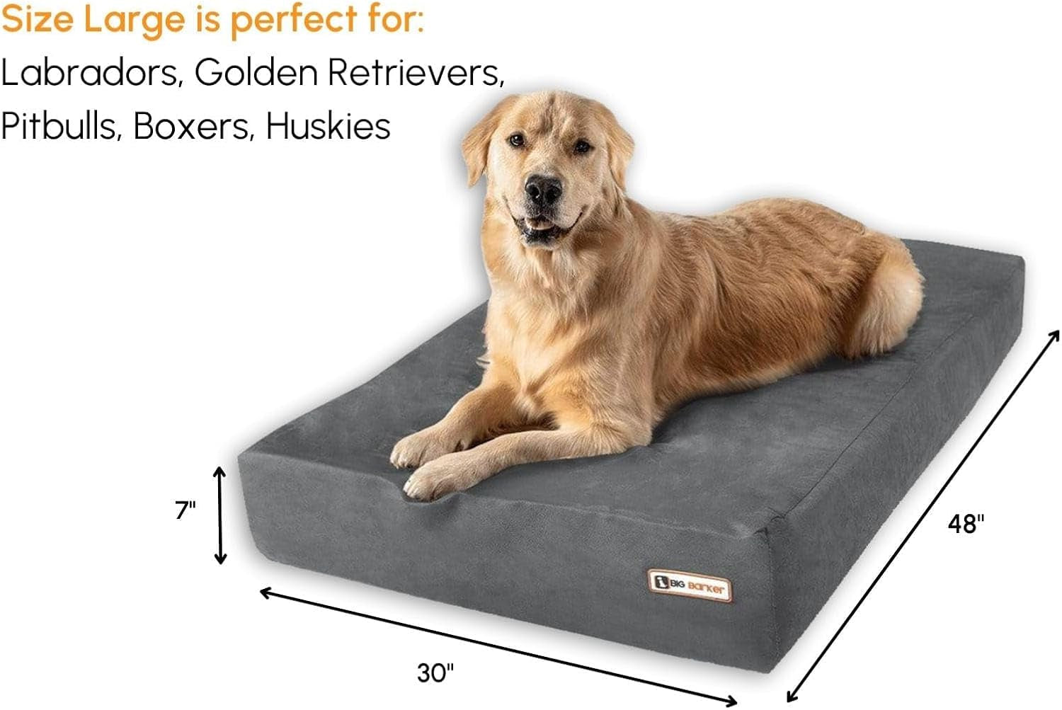 Sleek Orthopedic Dog Bed - 7” Dog Bed for Large Dogs W/Washable Microsuede Cover - Sleek Elevated Dog Bed Made in the USA W/ 10-Year Warranty (Sleek, Large, Gray)