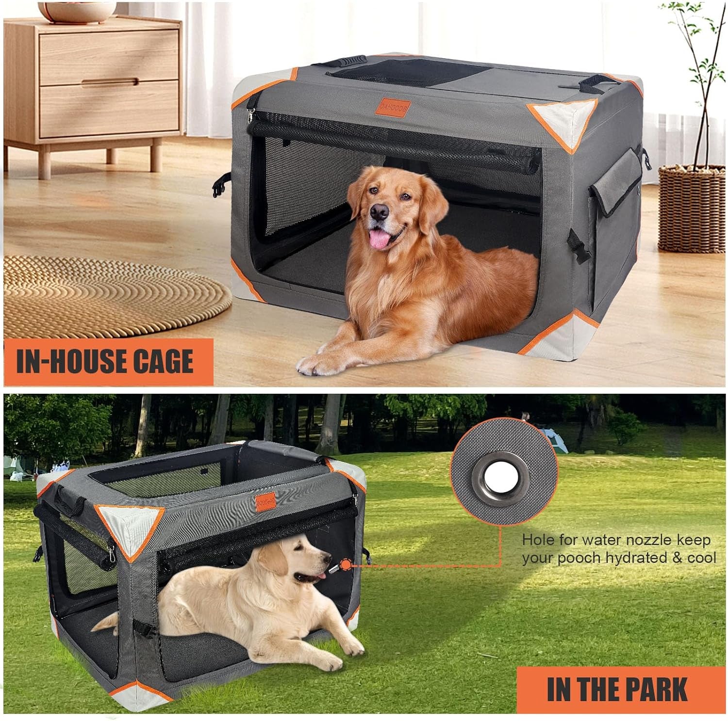 Collapsible Dog Crate-Portable Dog Travel Crate for Medium/Large Dogs,4-Door 36 in Dog Crates,Sturdy and Durable,Breathable and Comfortable,Suitable for Indoor and Outdoor Travel;Dog Blanket