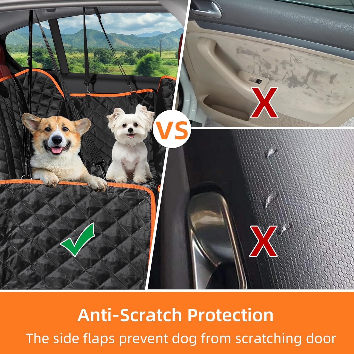 4-In-1 Waterproof Dog Car Seat Cover, Scratch-Proof Nonslip for Cars, SUVs, and Trucks