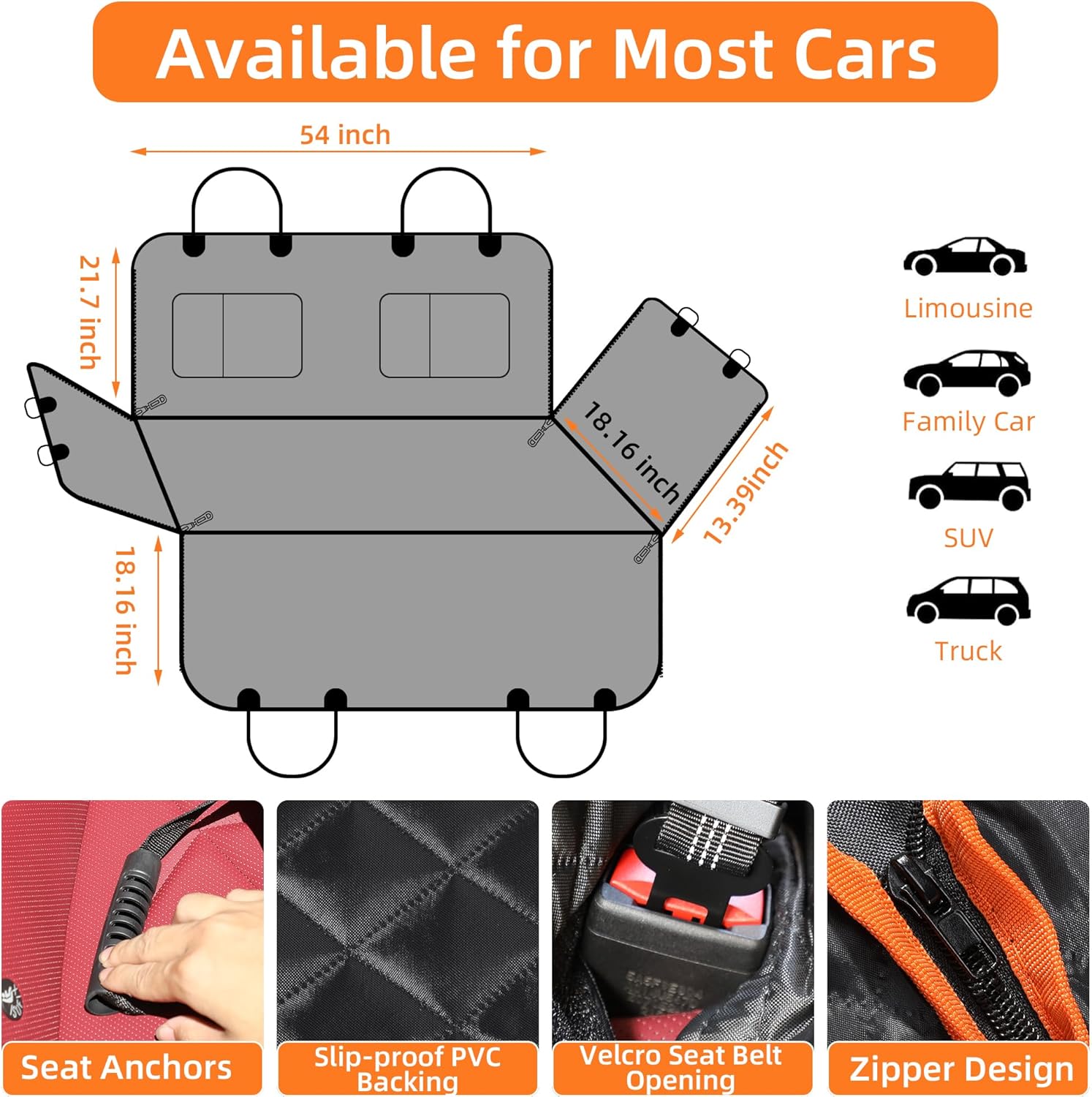 4-In-1 Waterproof Dog Car Seat Cover, Scratch-Proof Nonslip for Cars, SUVs, and Trucks