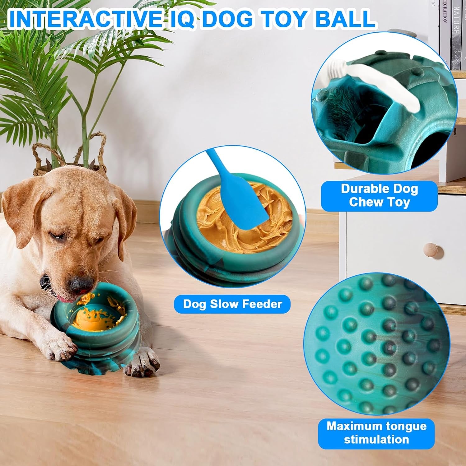 Dog Toy, Frozen Treat Toy, Treat Dispensing Dog Toy, Large Chew Toy, Freezable Fillable Rubber Dog Toys, I Reduces Anxiety I Dog Treat Dispenser I Easy to Clean, Interactive Dog Puzzle Toy