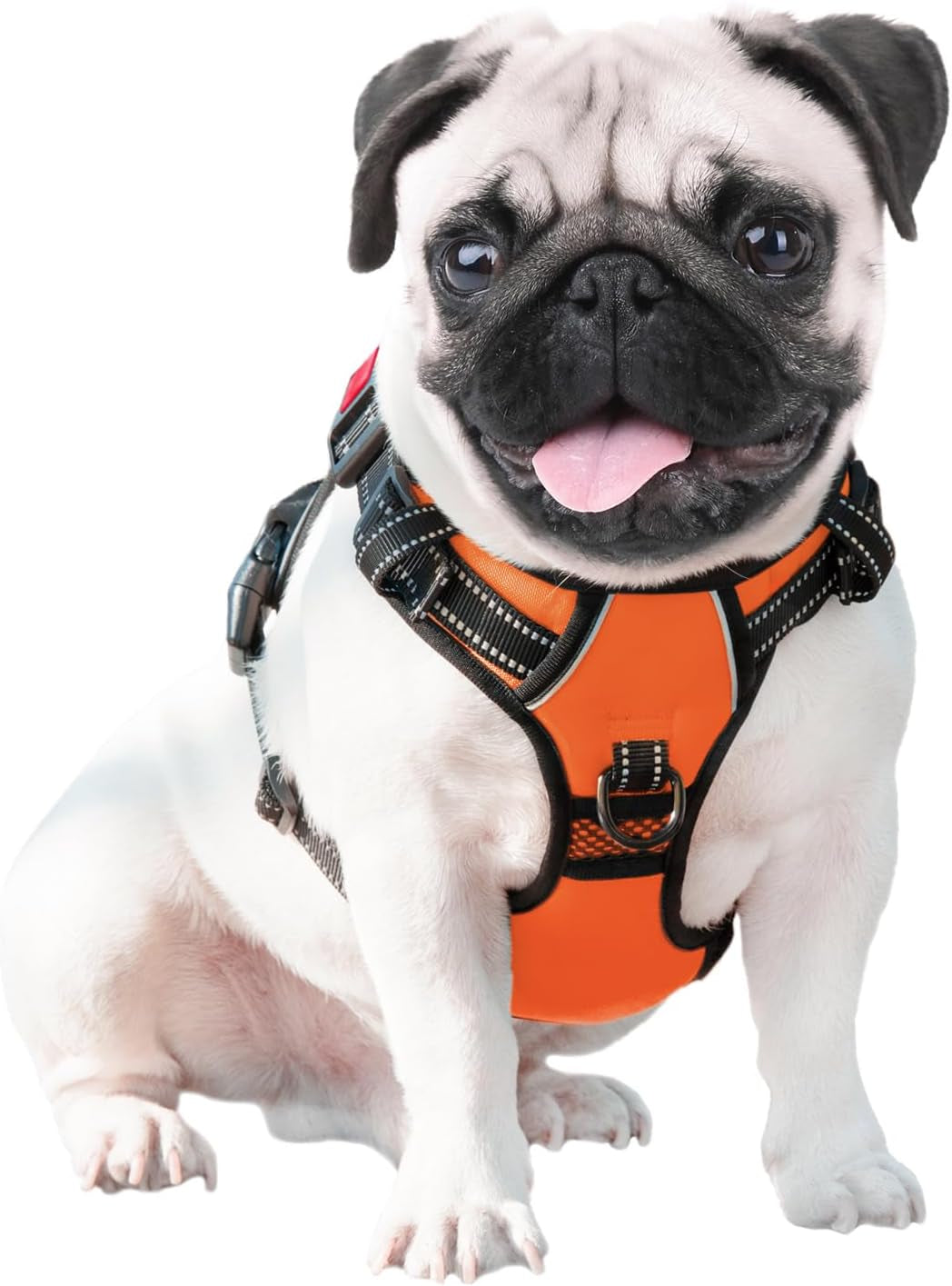 No Pull Dog Harness Medium Reflective Front Clip Vest with Handle,Adjustable 2 Metal Rings 3 Buckles,[Easy to Put on & Take Off](M, Orange)