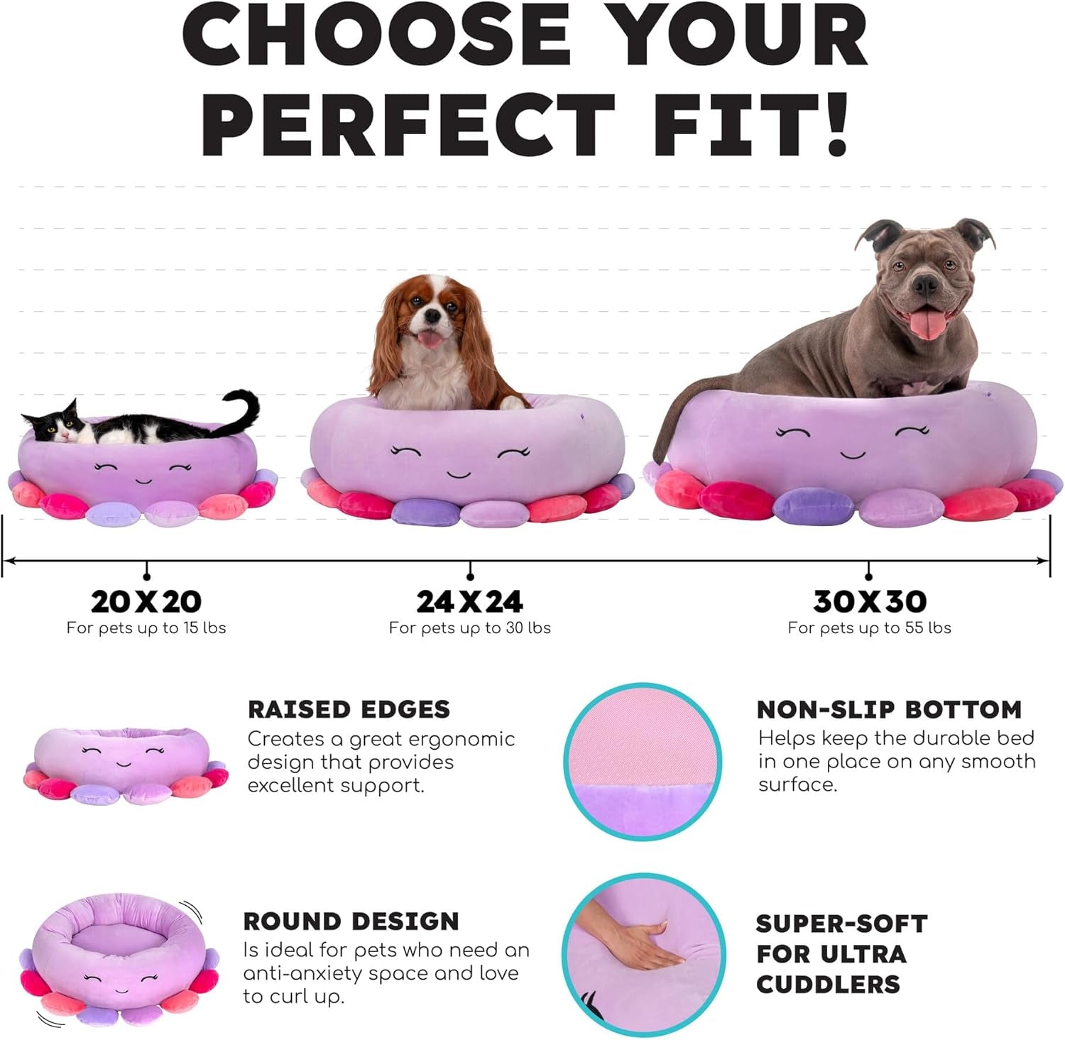 Original 30-Inch Tatiana the Dragon Pet Bed - Large -Sized Ultrasoft Official Plush Pet Bed for Dogs and Cats