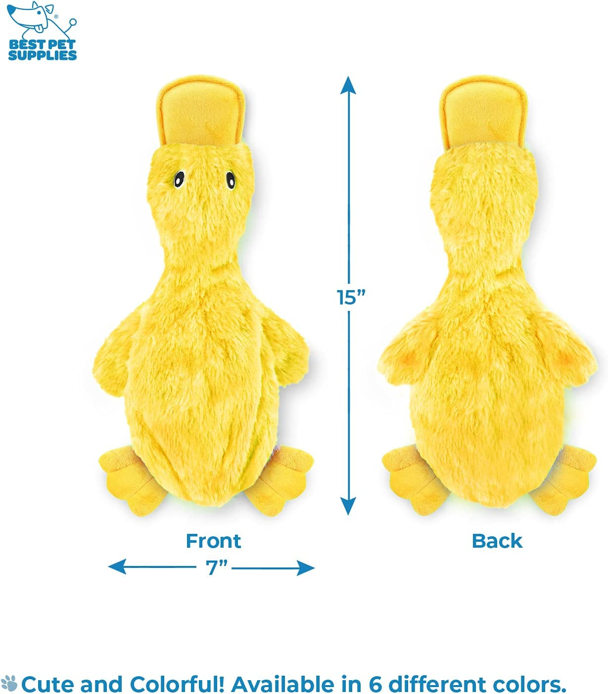 Crinkle Dog Toy for Small, Medium, and Large Breeds, Cute No Stuffing Duck with Soft Squeaker, Fun for Indoor Puppies and Senior Pups, Plush No Mess Chew and Play - Yellow