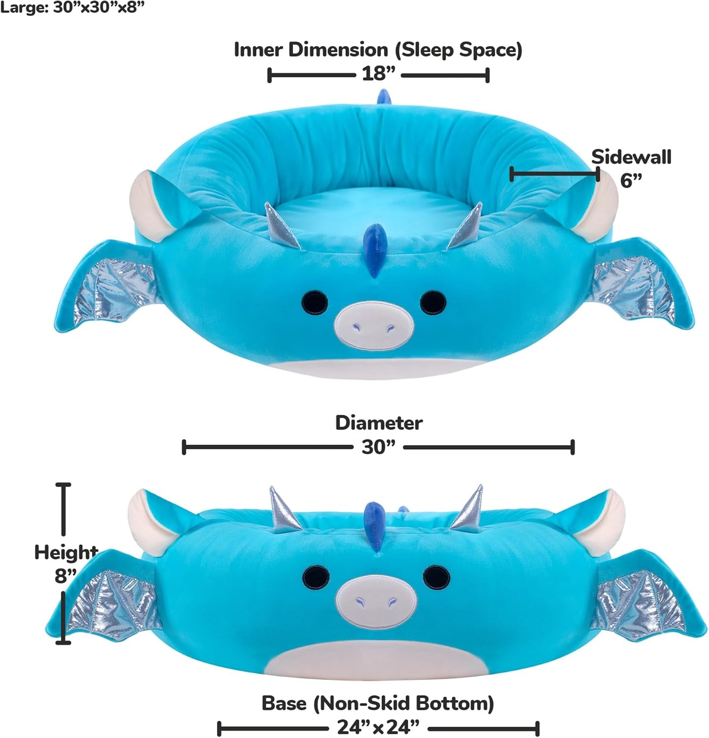 Original 30-Inch Tatiana the Dragon Pet Bed - Large -Sized Ultrasoft Official Plush Pet Bed for Dogs and Cats