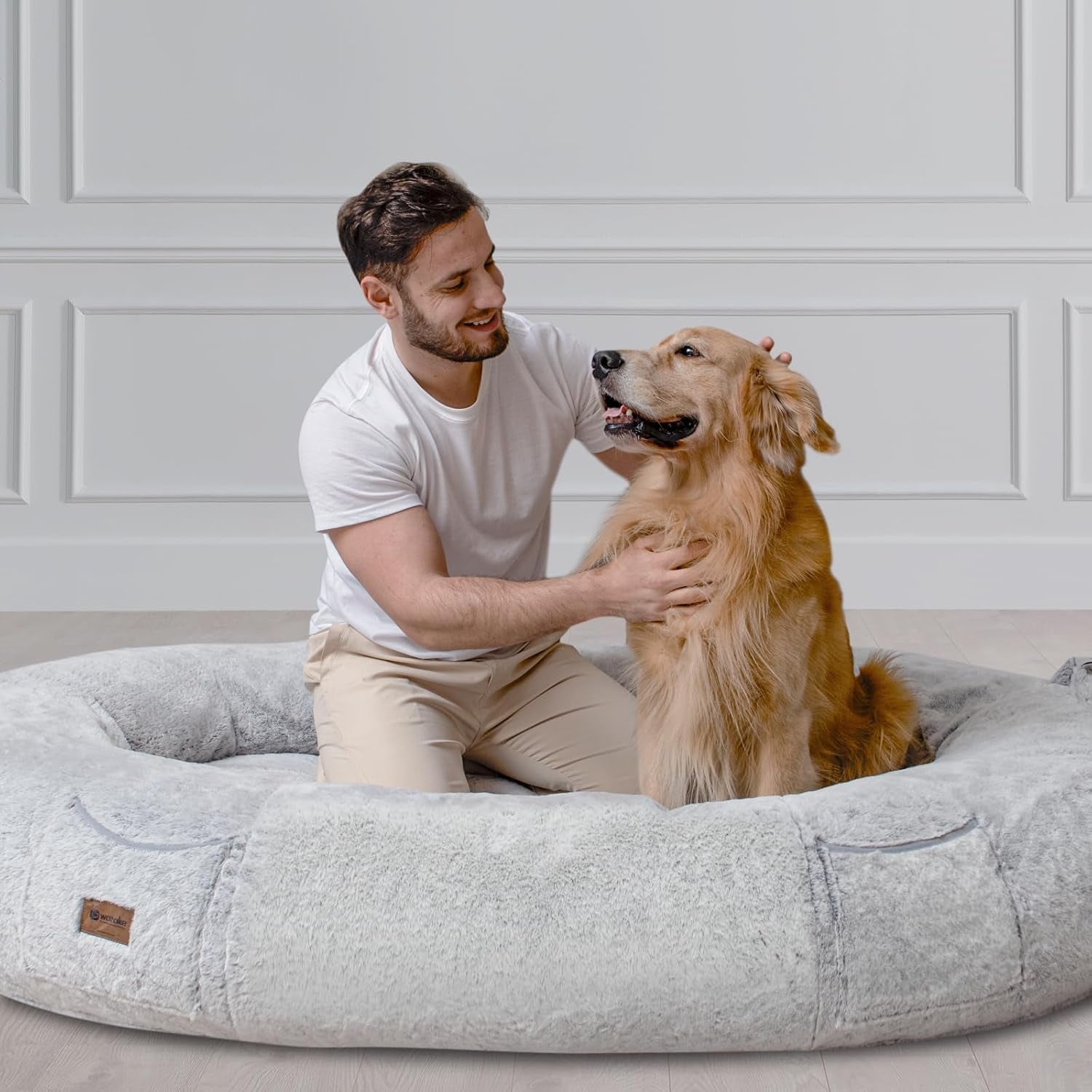 Human Dog Bed for People Large - Bean Bag Adult Size Giant Extra Sized for Kid Waterproof and Washable Anti-Slip Grey 74"" X50 X12 (Grey White)