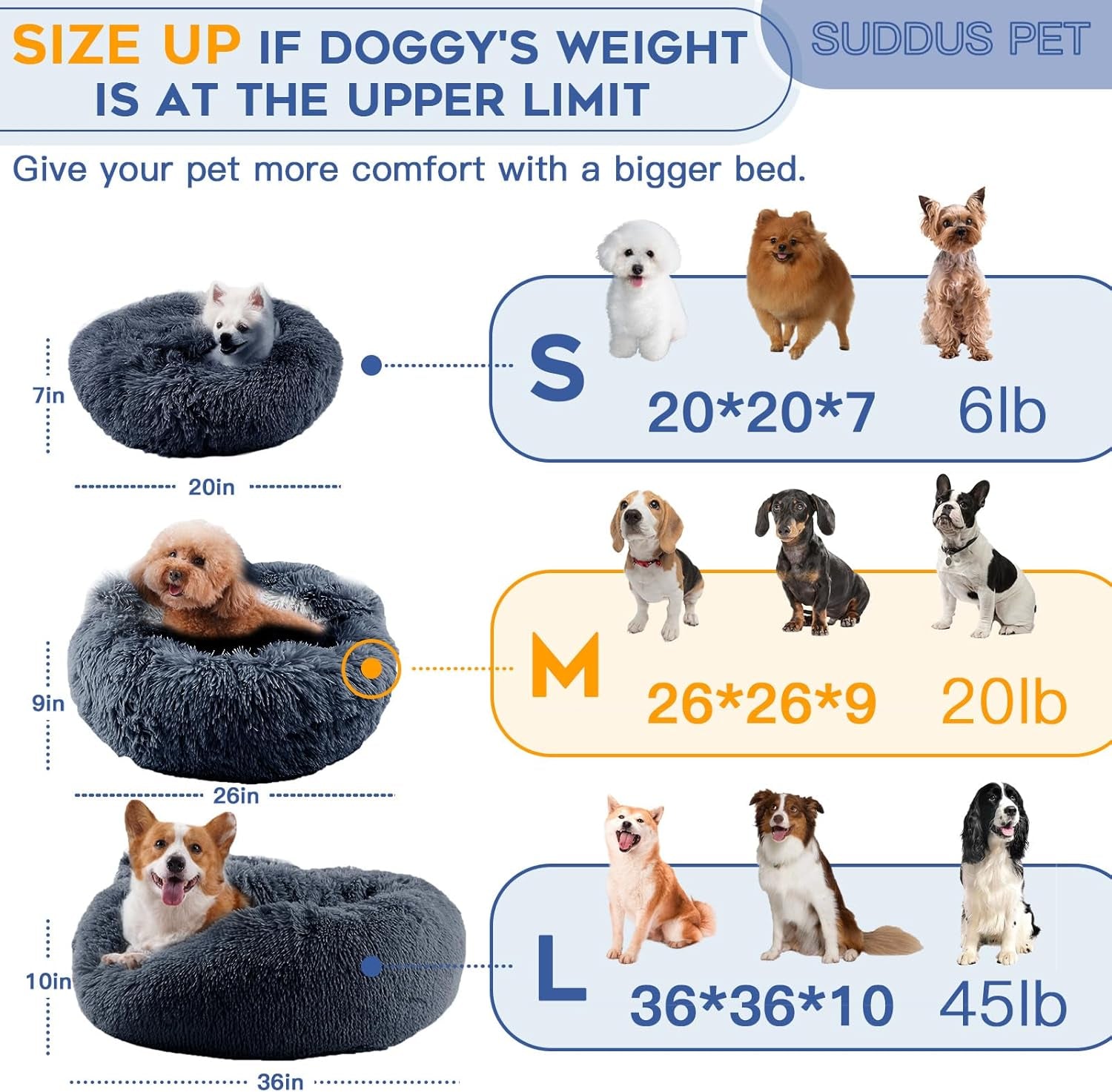 anti Anxiety Dog Bed with Blanket Attached, Hooded Dog Bed for Medium Dogs, round Soft Fluffy Donut Snuggle Dog Bed, Washable, Drak Grey, 26"