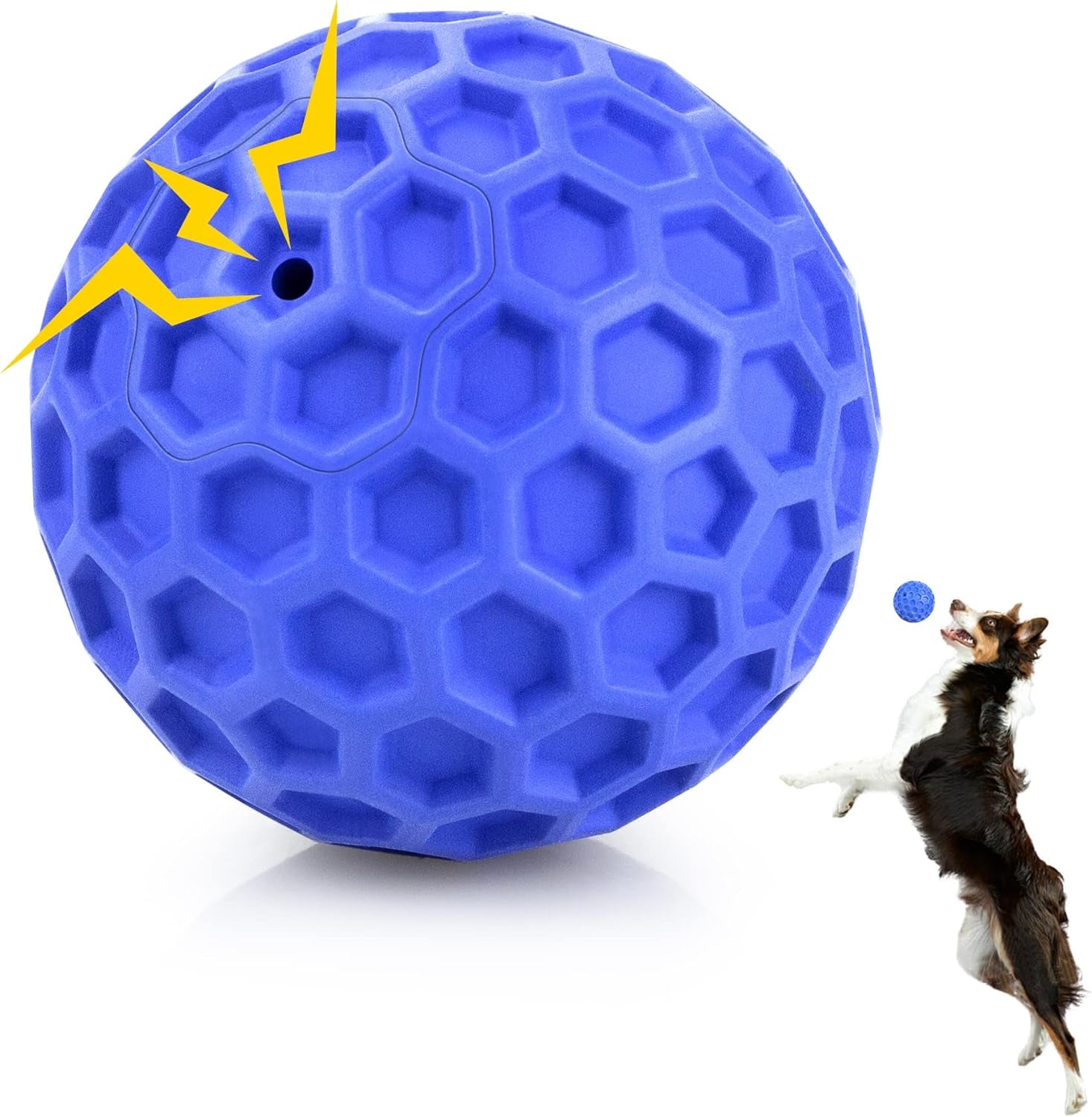 Indestructible Squeaky Dog Ball, Relieves Anxiety, Cleans Teeth, Interactive Chew Toy for Aggressive Chewers, Dog Toy for Large Breeds, Outdoor Waterproof