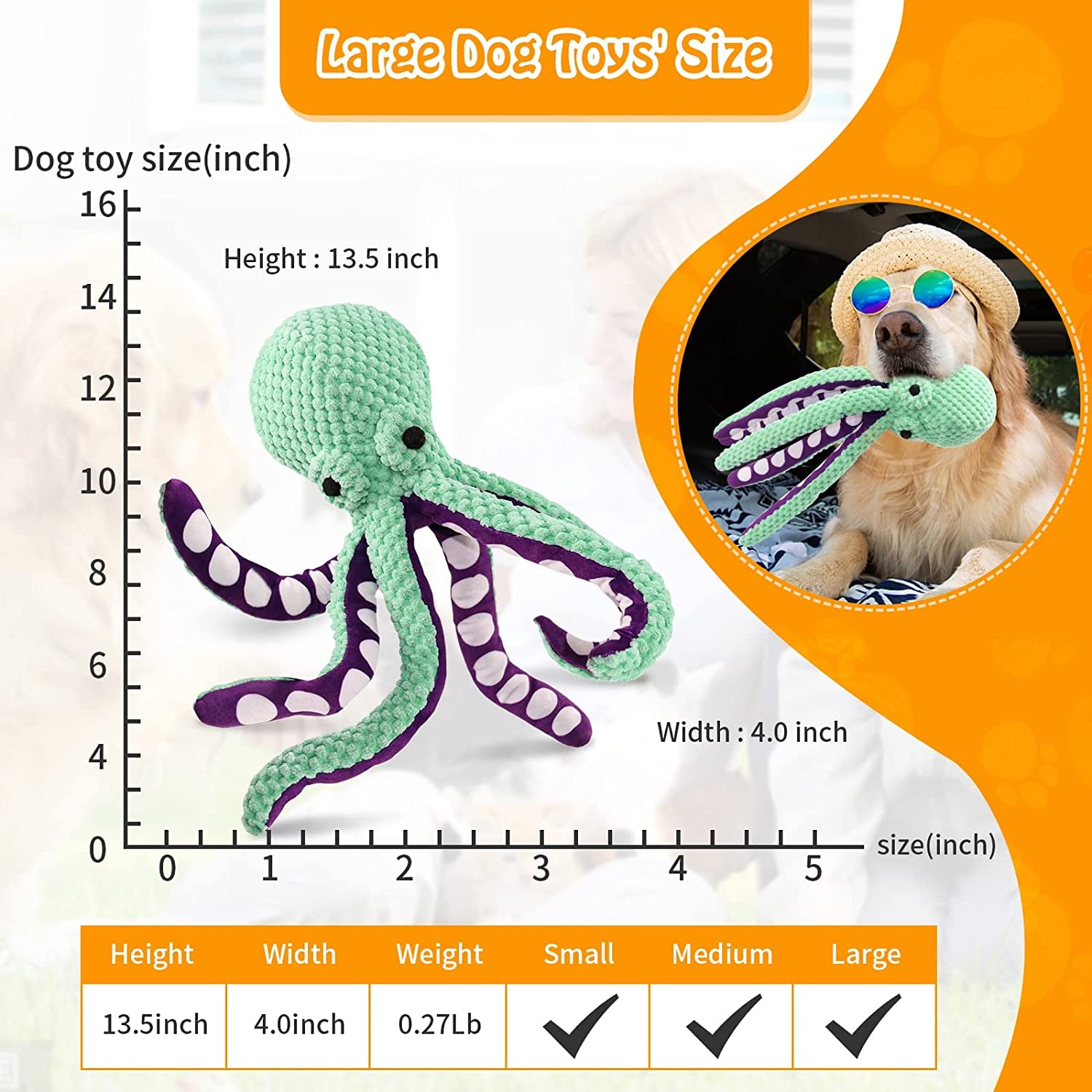 Large Squeaky Dog Toys- Plush Dog Toys with Soft Fabric for Small, Medium, and Large Dogs Daily Companionship, Training Reward Gift