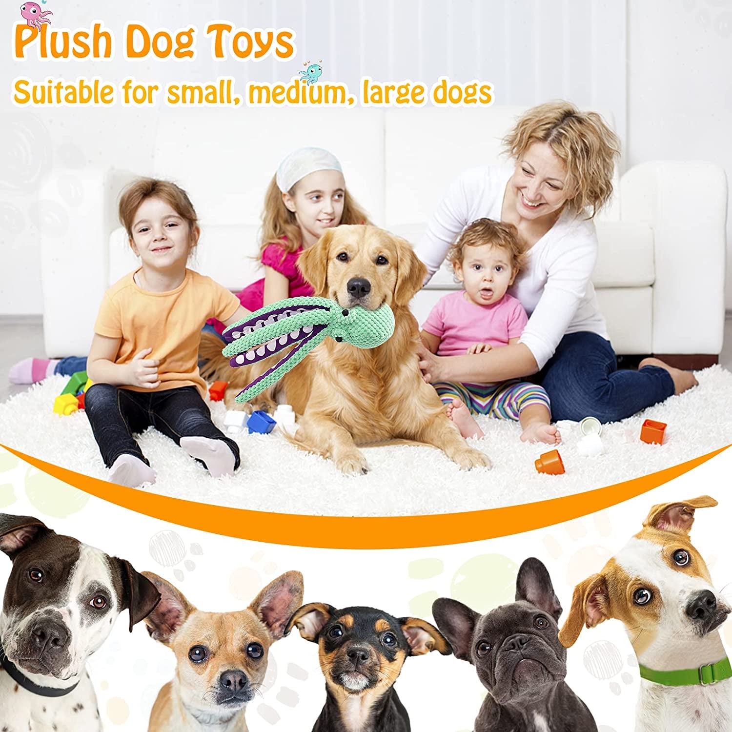 Large Squeaky Dog Toys- Plush Dog Toys with Soft Fabric for Small, Medium, and Large Dogs Daily Companionship, Training Reward Gift