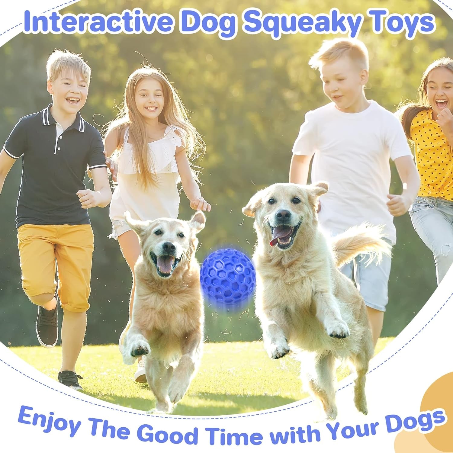 Indestructible Squeaky Dog Ball, Relieves Anxiety, Cleans Teeth, Interactive Chew Toy for Aggressive Chewers, Dog Toy for Large Breeds, Outdoor Waterproof